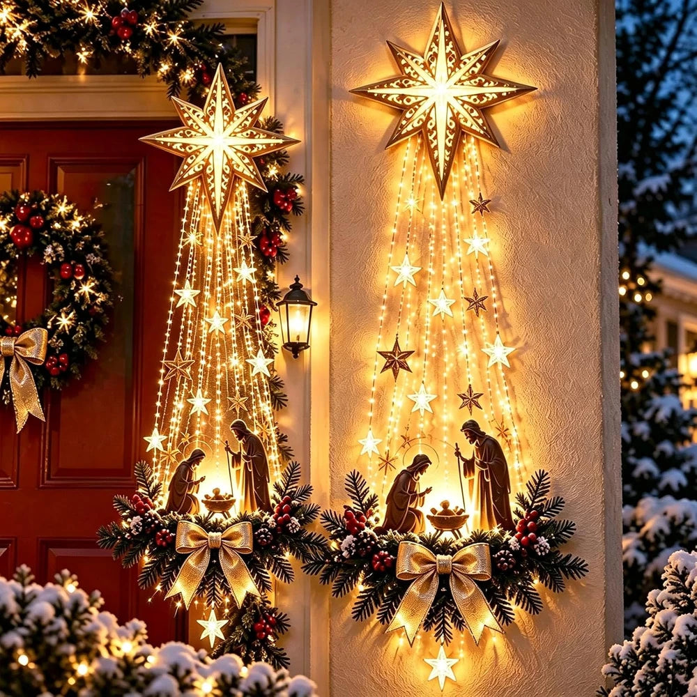 Belyst Julekrybbe Veggdekor