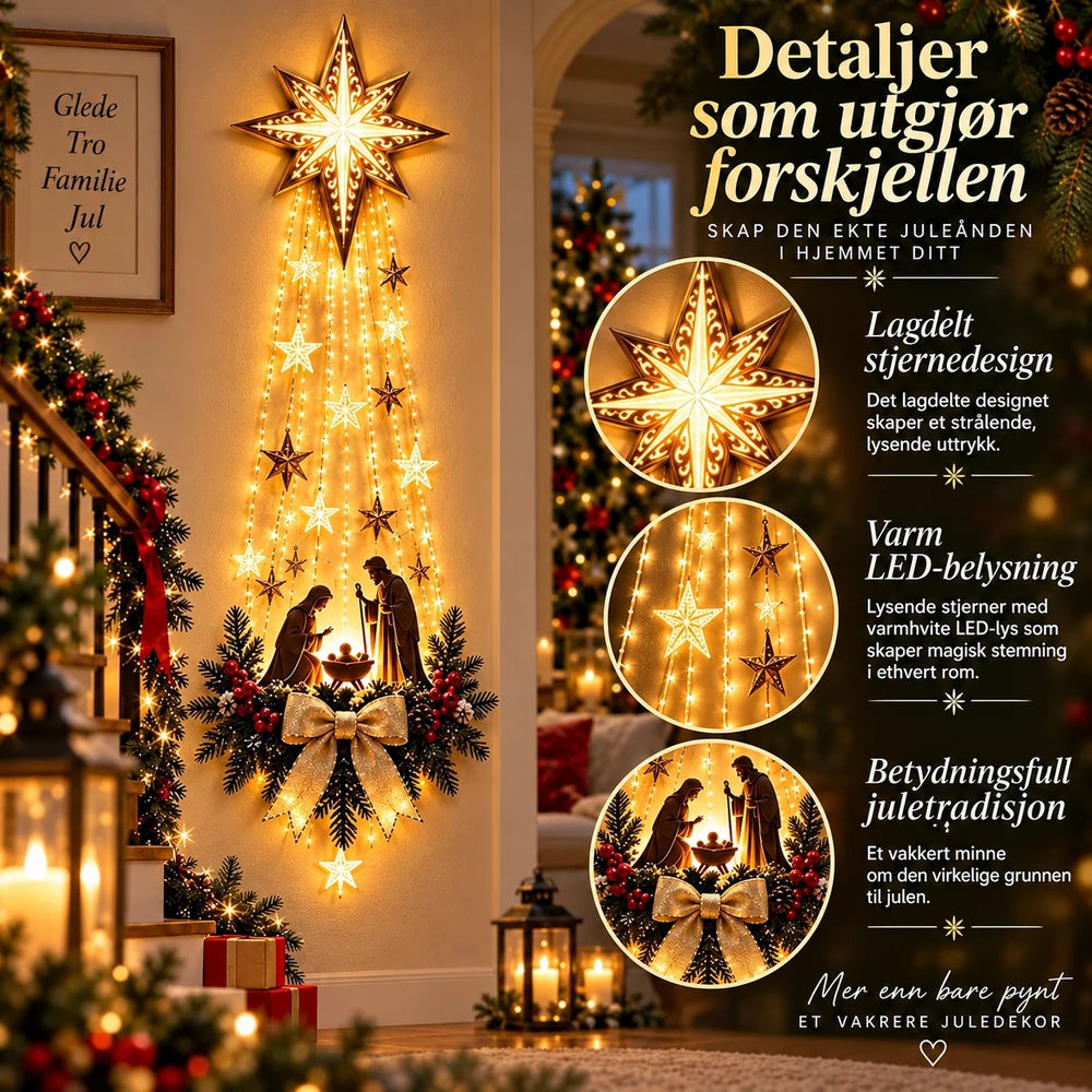 Belyst Julekrybbe Veggdekor