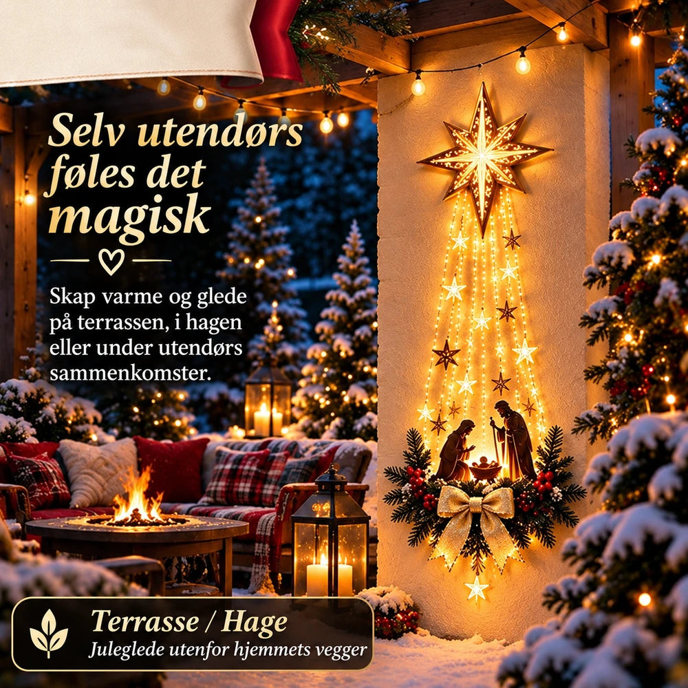 Belyst Julekrybbe Veggdekor