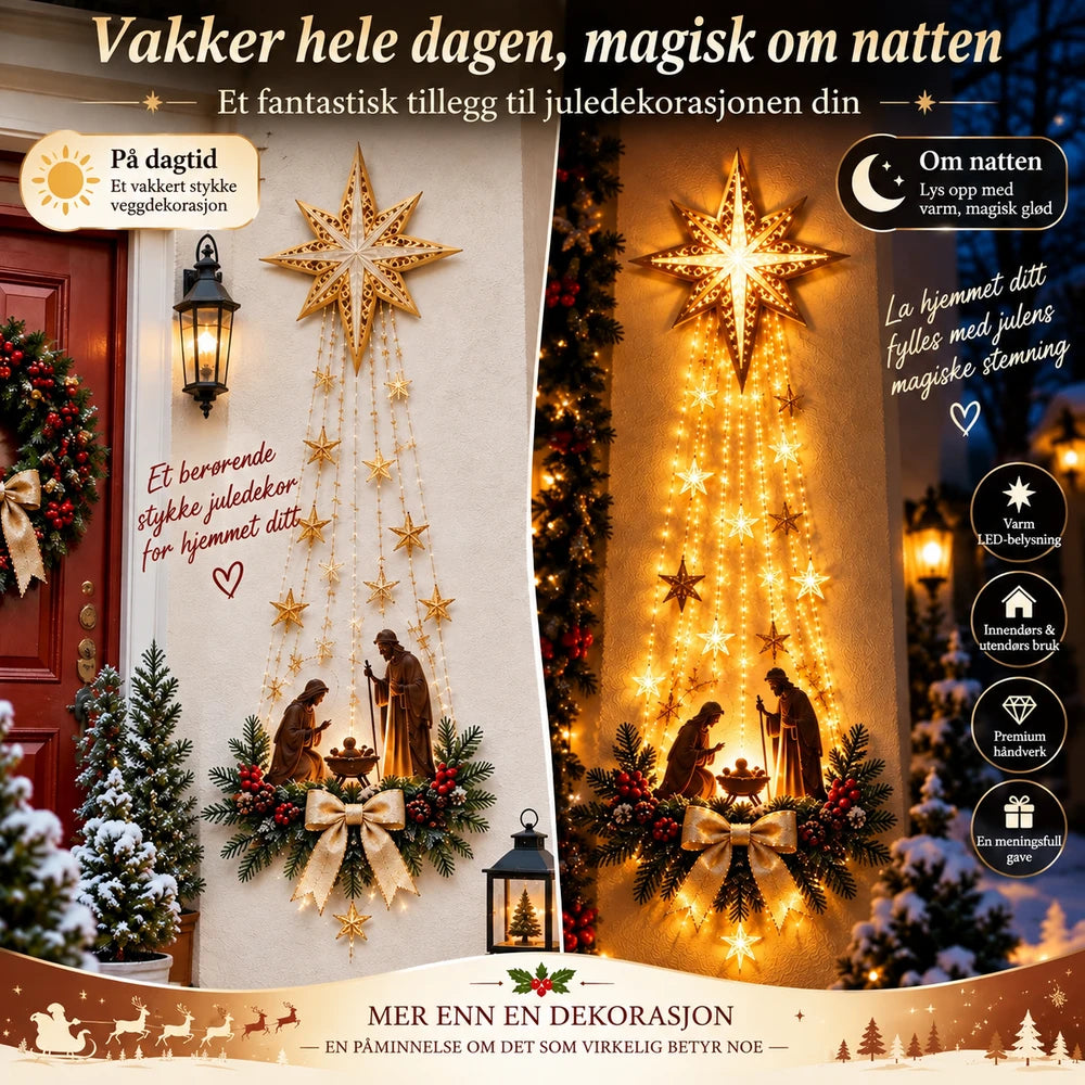Belyst Julekrybbe Veggdekor