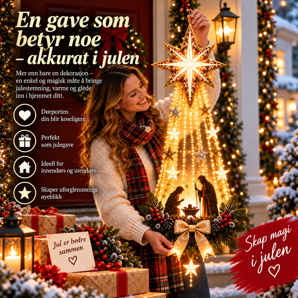Belyst Julekrybbe Veggdekor